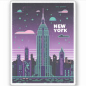 Retro 80s Lo-Fi Vaporwave Empire State Building Sticker (Voorkant)