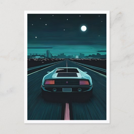 Retro 80s Lo-Fi Vaporwave Futuristische Supercar Briefkaart (Voorkant)