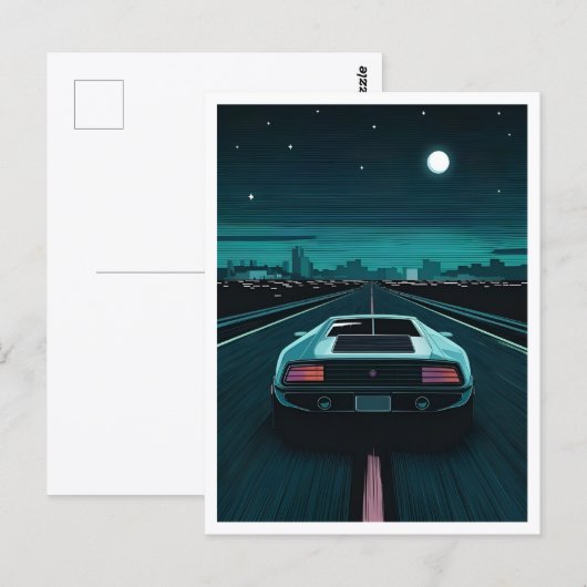 Retro 80s Lo-Fi Vaporwave Futuristische Supercar Briefkaart (Voorkant / Achterkant)