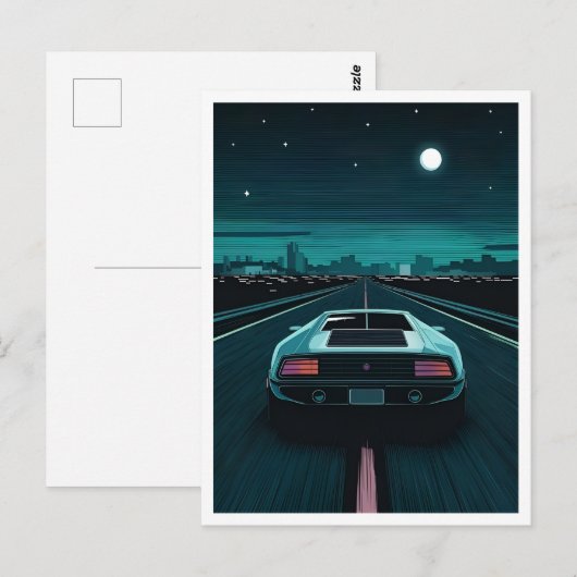Retro 80s Lo-Fi Vaporwave Futuristische Supercar Briefkaart (Voorkant / Achterkant)