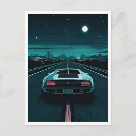 Retro 80s Lo-Fi Vaporwave Futuristische Supercar Briefkaart