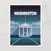 Retro 80s LoFi Synthwave Witte Huis Washington DC Briefkaart (Voorkant)