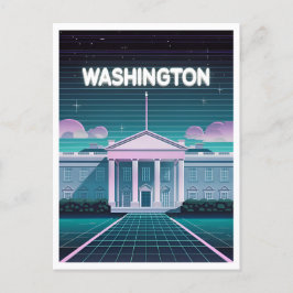 Retro 80s LoFi Synthwave Witte Huis Washington DC Briefkaart