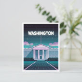 Retro 80s LoFi Synthwave Witte Huis Washington DC Briefkaart (Staand voorkant)