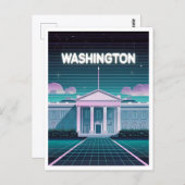Retro 80s LoFi Synthwave Witte Huis Washington DC Briefkaart (Voorkant / Achterkant)