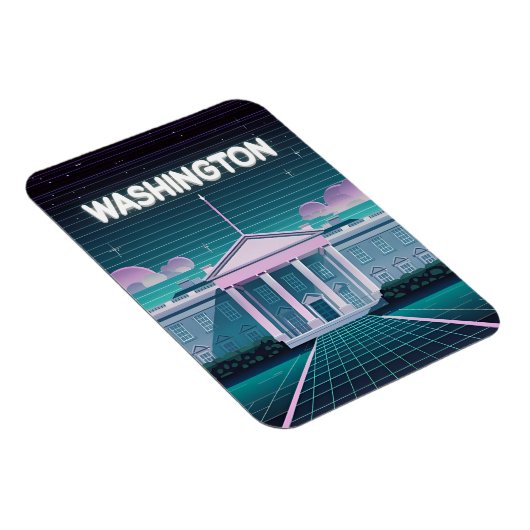 Retro 80s LoFi Synthwave Witte Huis Washington DC Magneet (Rechterzijde)