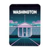 Retro 80s LoFi Synthwave Witte Huis Washington DC Magneet (Verticaal)