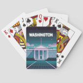 Retro 80s LoFi Synthwave Witte Huis Washington DC Pokerkaarten (Achterkant)
