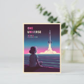 Retro 80s LoFi Vaporwave Space Exploration Briefkaart (Staand voorkant)