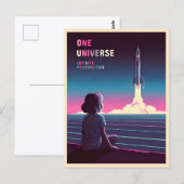 Retro 80s LoFi Vaporwave Space Exploration Briefkaart (Voorkant / Achterkant)