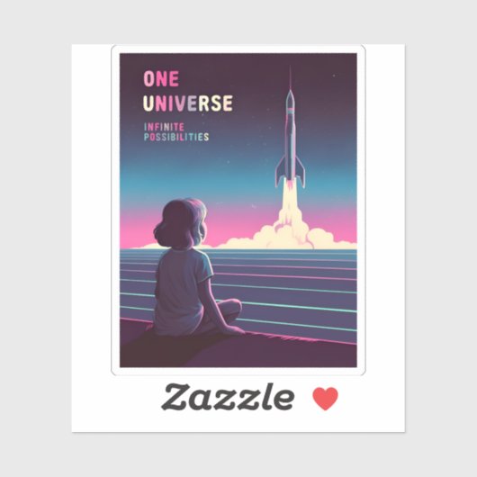 Retro 80s LoFi Vaporwave Space Exploration Sticker (Vel)