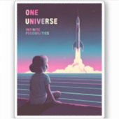 Retro 80s LoFi Vaporwave Space Exploration Sticker (Voorkant)