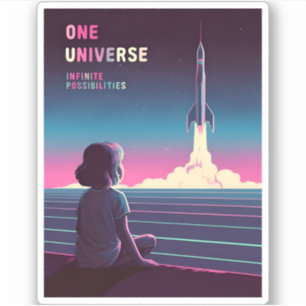 Retro 80s LoFi Vaporwave Space Exploration Sticker