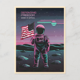 Retro 80s LoFi Vaporwave US Patriottische Astronau Briefkaart