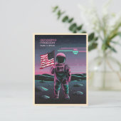Retro 80s LoFi Vaporwave US Patriottische Astronau Briefkaart (Staand voorkant)