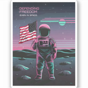 Retro 80s LoFi Vaporwave US Patriottische Astronau Sticker