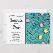 Retro 80's  Memphis Birthday Party Kaart (Voorkant)