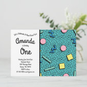 Retro 80's  Memphis Birthday Party Kaart (Staand voorkant)