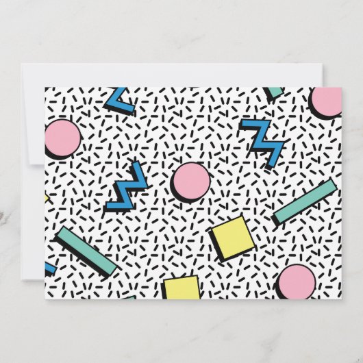 Retro 80's Memphis Birthday Party Kaart (Achterkant)