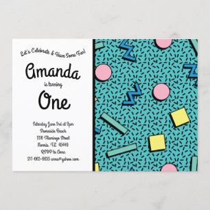 Retro 80's  Memphis Birthday Party Kaart