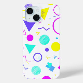 Retro 80s Memphis Geometric Pattern iPhone 15 Case