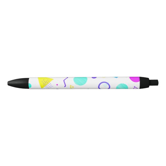 Retro 80s Memphis Geometric Pattern Zwarte Inkt Pen (Voorkant)