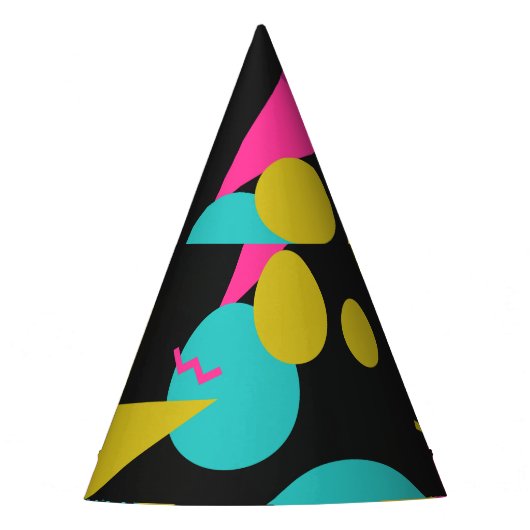 Retro 80s Memphis geometrisch ontwerp Feesthoedjes (Voorkant)