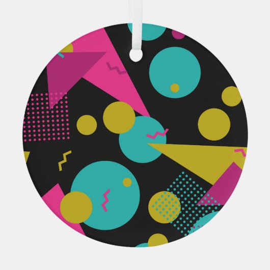 Retro 80s Memphis geometrisch ontwerp Glas Ornament (Achterkant)