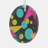 Retro 80s Memphis geometrisch ontwerp Glas Ornament (Voorkant Rechts)