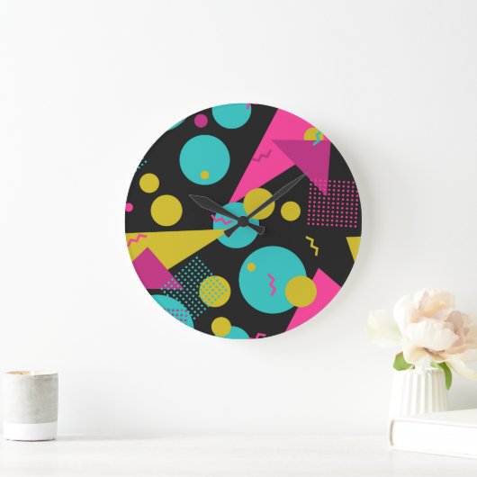 Retro 80s Memphis geometrisch ontwerp Grote Klok (Huis)