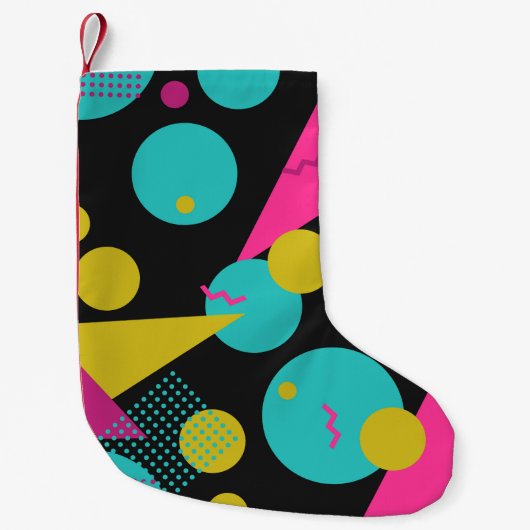 Retro 80s Memphis geometrisch ontwerp Kleine Kerstsok (Voorkant)