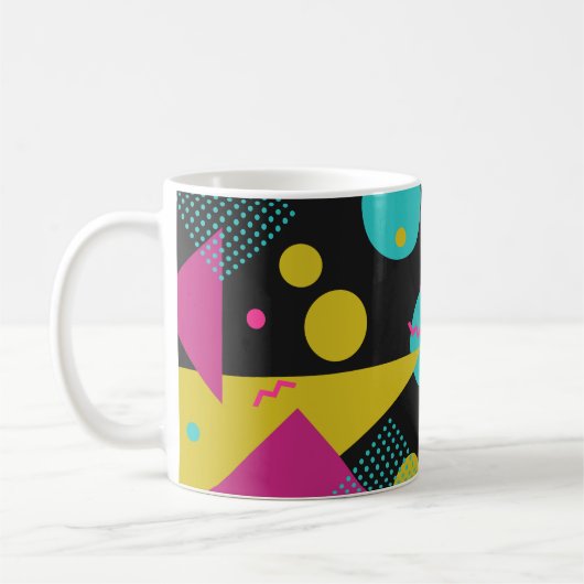 Retro 80s Memphis geometrisch ontwerp Koffiemok (Links)