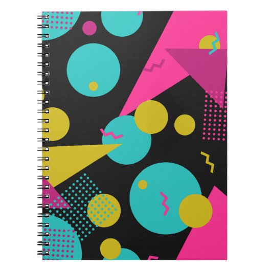 Retro 80s Memphis geometrisch ontwerp Notitieboek (Voorkant)