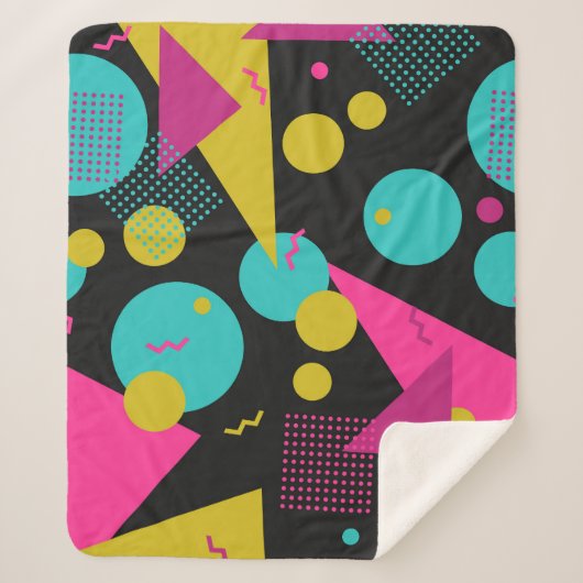 Retro 80s Memphis geometrisch ontwerp Sherpa Deken (Voorkant)