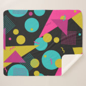 Retro 80s Memphis geometrisch ontwerp Sherpa Deken (Voorkant (horizontaal))