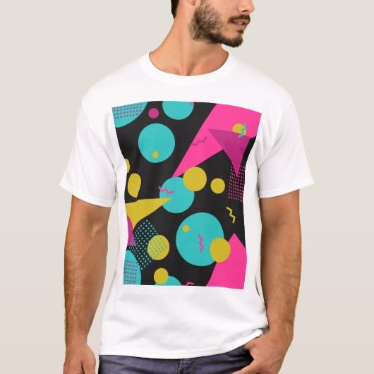 Retro 80s Memphis geometrisch ontwerp T-shirt (Voorkant)