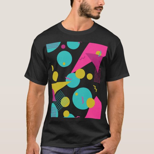 Retro 80s Memphis geometrisch ontwerp T-shirt (Voorkant)