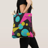 Retro 80s Memphis geometrisch ontwerp Tote Bag (Dichtbij)