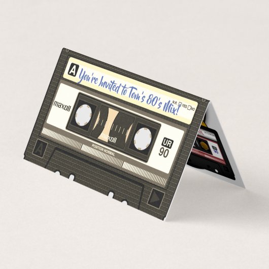 Retro 80's Mix Tape-cassettes en -platen Kaart (Voorkant)