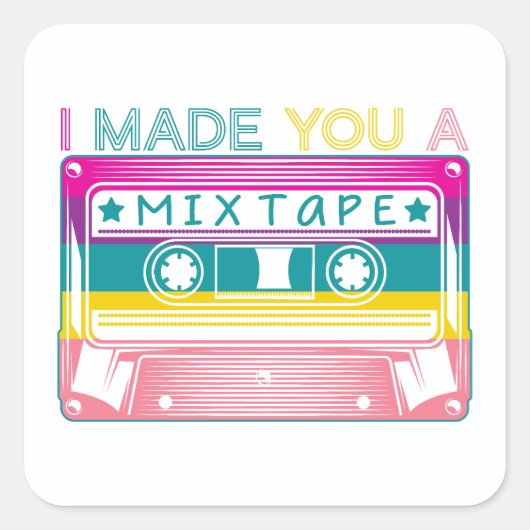 Retro 80s Mix Tape  Technologie Nostalgie Vierkante Sticker (Voorkant)