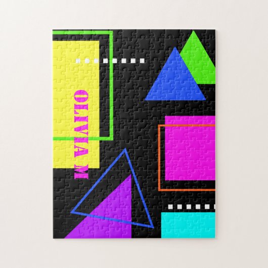 RETRO 80s MODE NEON FLUORO BOLD GEOMETRIC NAMED Legpuzzel (Verticaal)