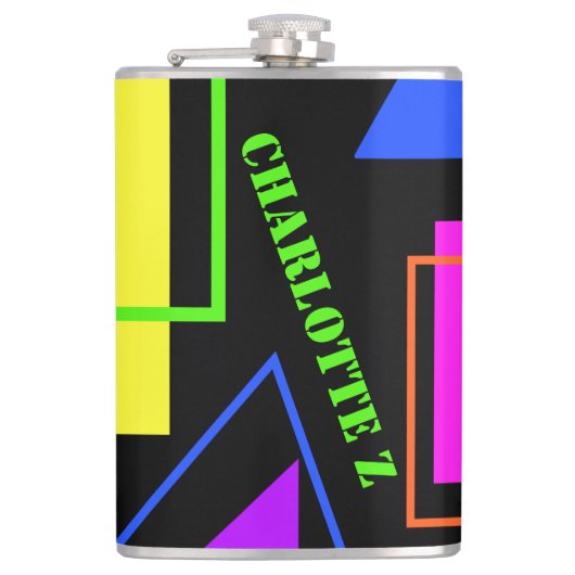 RETRO 80s MODE NEON FLUORO BOLD GEOMETRIC PRINT Heupfles (Voorkant)