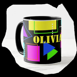 RETRO 80s MODE NEON FLUORO BOLD GEOMETRIC PRINT Mok
