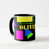 RETRO 80s MODE NEON FLUORO BOLD GEOMETRIC PRINT Mok (Voorkant links)