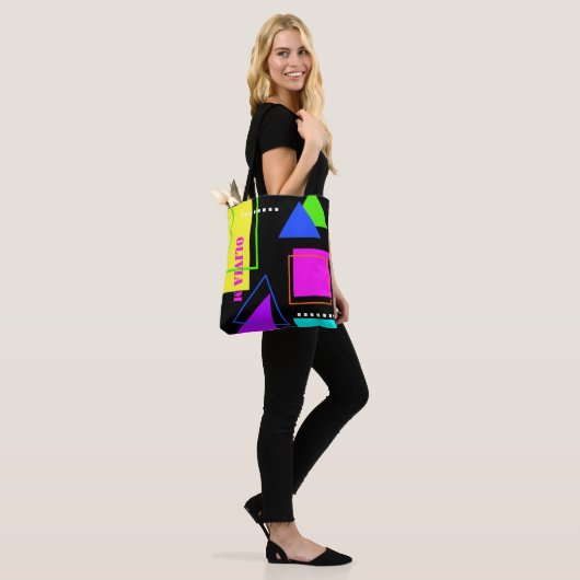 RETRO 80s MODE NEON FLUORO BOLD GEOMETRIC PRINT Tote Bag (Op model)
