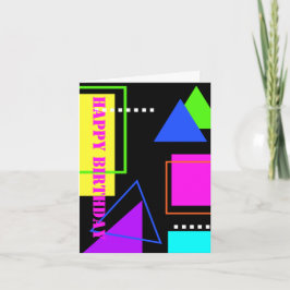RETRO 80s MODE NEON FLUORO GEOMETRIC BIRTHDAY Kaart