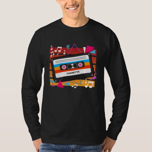 Retro 80s Music Cassette Tape Throwback T-shirt (Voorkant)