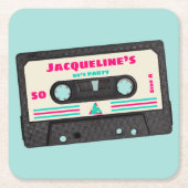 Retro 80s Music Mix Tape 50ste verjaardagsfeestje Kartonnen Onderzetters (Voorkant)