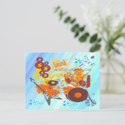 Retro 80's muziek briefkaart (Staand voorkant)