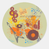 Retro 80's Muziek Ronde Sticker (Voorkant)